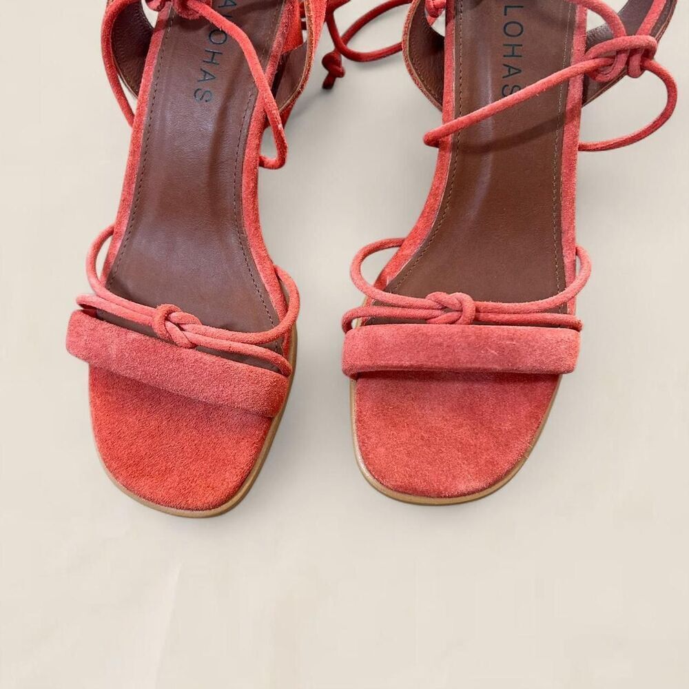 Alohas lace up strappy Sophie suede orange sandals | size 6 - Picture 3 of 8